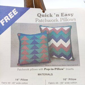 Vintage Quilt It Patterns, Quick N Easy Patchwork Pillows Instruction Sheet